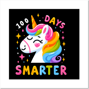 100 days smarter, whimsical cute unicorn Posters and Art